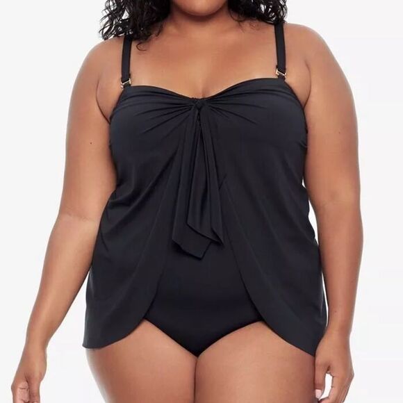 NWT Lauren Ralph Lauren Women's Plus Tummy-control One-piece Swimsuit‎ 18W Black - Picture 1 of 16